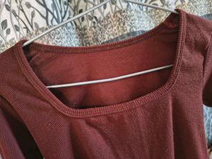 Square Neck Maroon Crop Top
