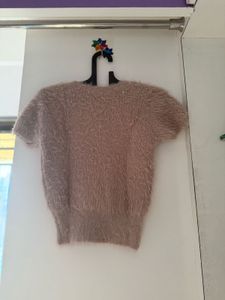 Cute Zara Fuzzy Short Sleeve Top