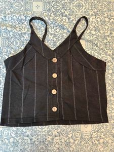 Striped Button-Front Tank Top