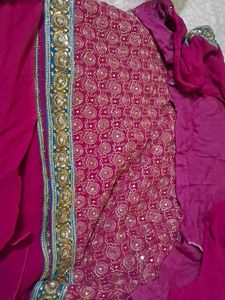 Beautiful Purple Party Saree with Blouse (36 size)