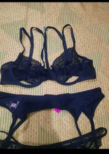 Navy Lace Lingerie Set