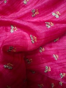 Pink &amp; Gray Silk Saree + Blouse