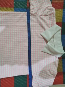 Pink Striped Collared Top