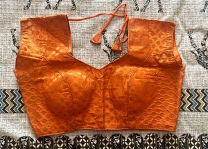 Orange Brocade Blouse