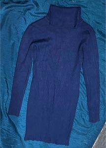 Blue Turtleneck Bodycon Dress