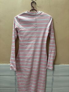 Pink Striped Bodycon Dress