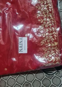 Elegant Red Saree with Gold Embroidery