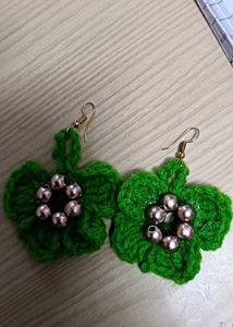 Handmade Crocheted Leaf Earrings