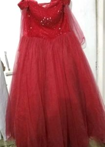 Red Sequin Tulle Gown