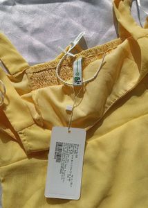 Brand New(Newme) Yellow Solid Chiffon Strapy Dress