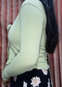 Sage Green Tie-Front Cardigan