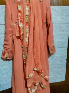 Coral mirror-detail dress