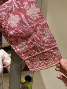 Peach Pink Anarkali Suit With Kota Doriya Dhupatta