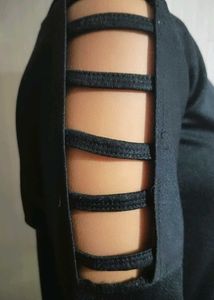 Zara Black Cold Shoulder Rhinestone Top
