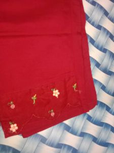 Red Embroidered Kurta Set