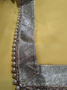 Yellow Saree with Pearl Border