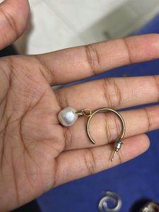 Pearl Drop Hoop Earrings