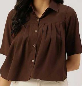 Brown Button-Down Top