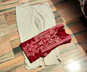 Printed Jaipuri Kurta With Pant For Girls And Wome