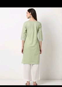Printed Straight Kurta With Embroided Yoke
