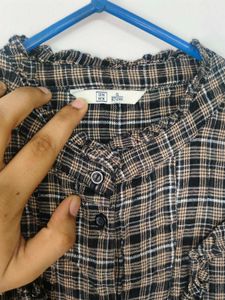 Plaid Ruffle Trim Top