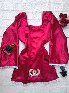 Corset Back Satin Kurti 🎀