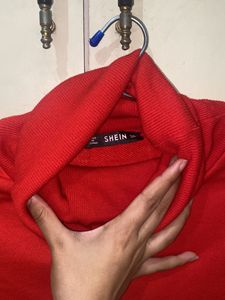 Red Turtle Neck Cropped Sweater