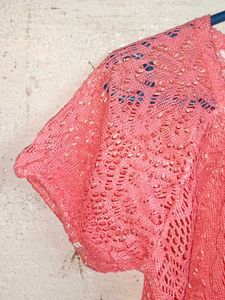 Trendy See-through Fashion Lace Top Half-sleeve