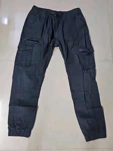 Grey Cotton Cargo Pant For Men