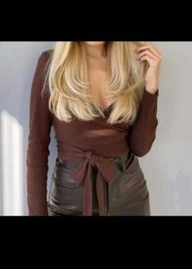 ZARA Brown Wrapping Top