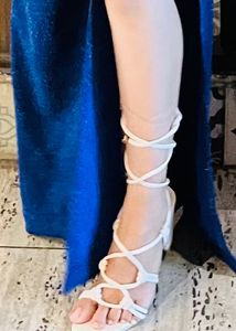 White Lace-Up Heels