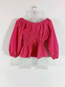 Pink Plain Casual Top (Women)