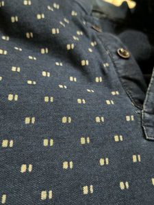 Navy Patterned Polo Shirt