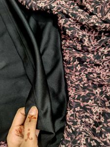 Tiered Floral Print Black Boho Skirt