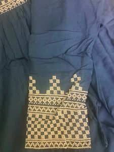 Blue Top With White Embroidery