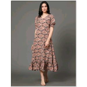 Peach Printed Dress