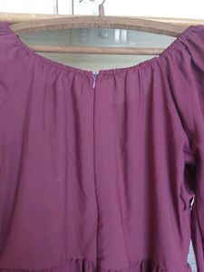 Burgundy Dress With Criss Cross Waist