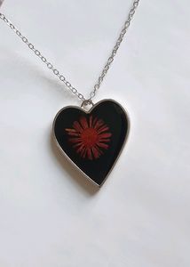 Heart Necklace With Real Dried Flower