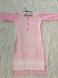 Pink Embroidered Kurti