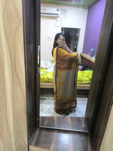 Elegant Brown Floral Saree