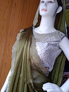 Elegant Olive Green Saree