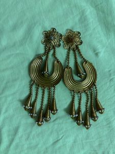 Vintage Gold &amp; Pearl Dangle Earrings