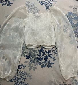 Sheer Puff Sleeve Top