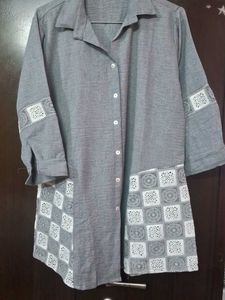 Gray Tunic with Crochet Detail