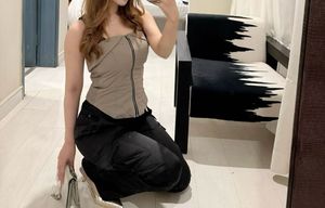 Chic Satin Cargo Pants | Black