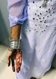 Lavender Georgette Kurti with Mirror &amp; Thread Embr