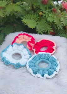 Handmade Crochet Scrunchies - Set of 4