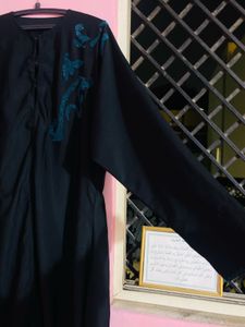 Elegant Black Abaya with Stone Work
