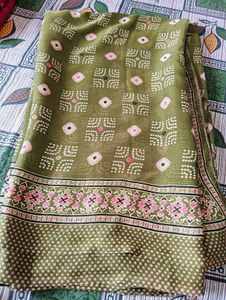 Olive Green Patterned Fabric