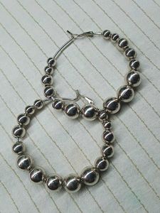 Silver Beaded Hoop Earrings